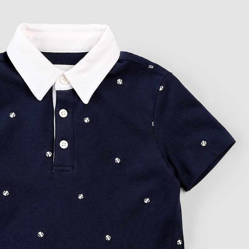 Embroidered Sports Blues Pique Polo (2T, 6Y)