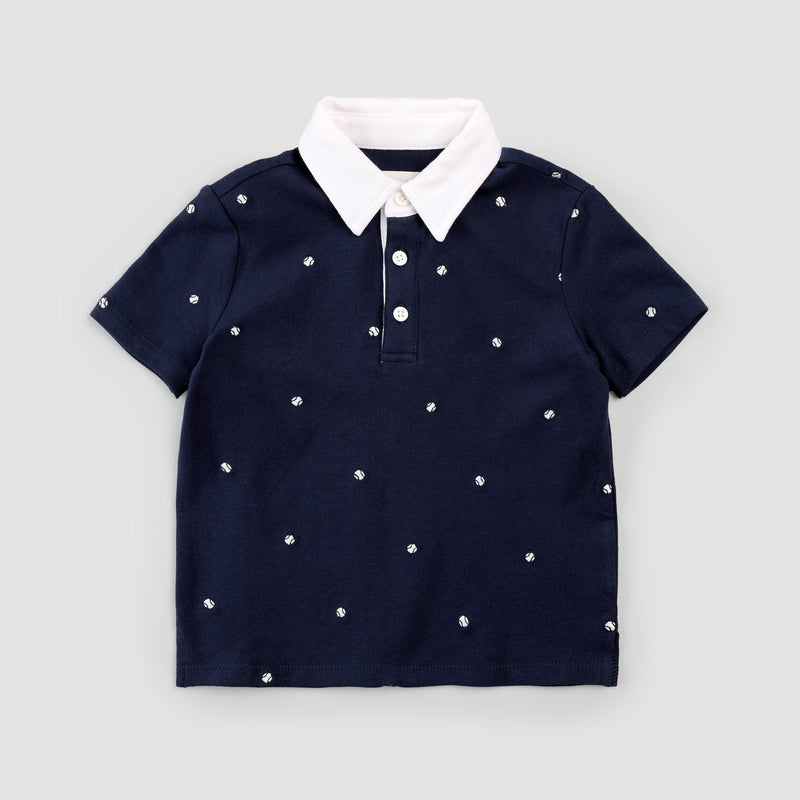 Embroidered Sports Blues Pique Polo (2T, 6Y)