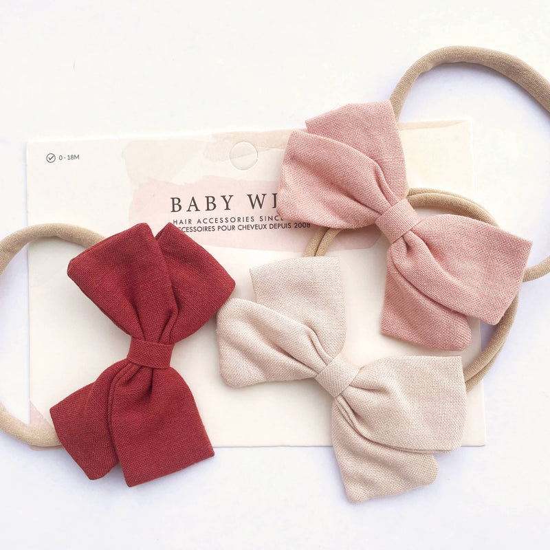 Emma Fabric Baby Bow Infant Headband - Cinnamon