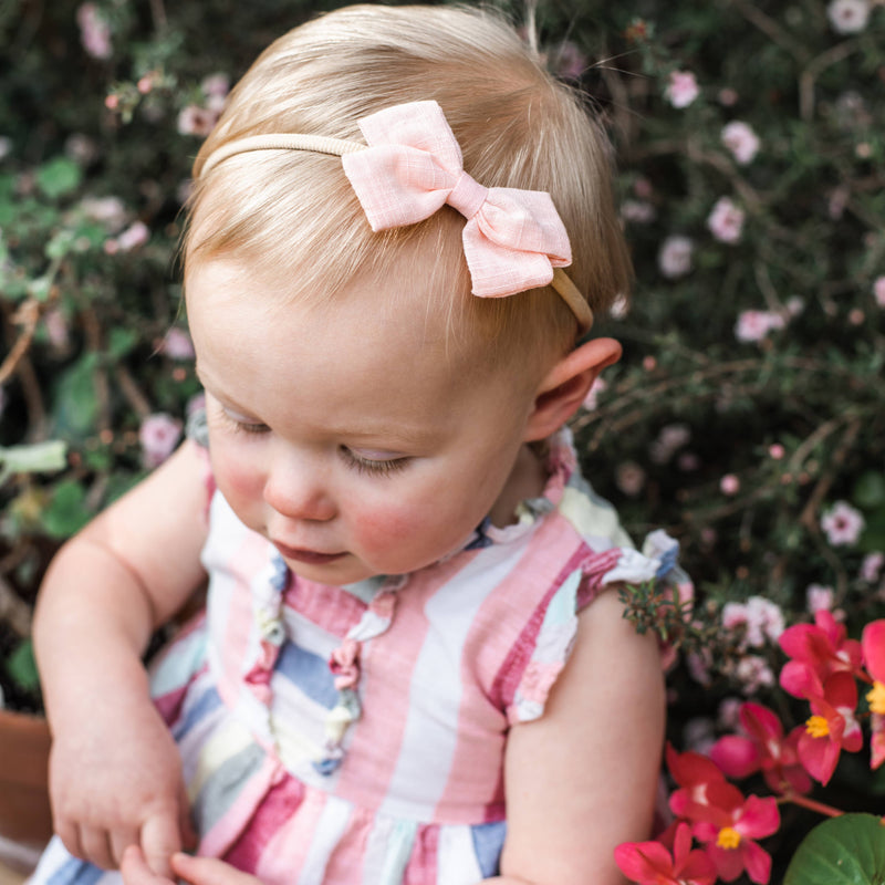 Emma Fabric Baby Bow Infant Headband - Light Pink