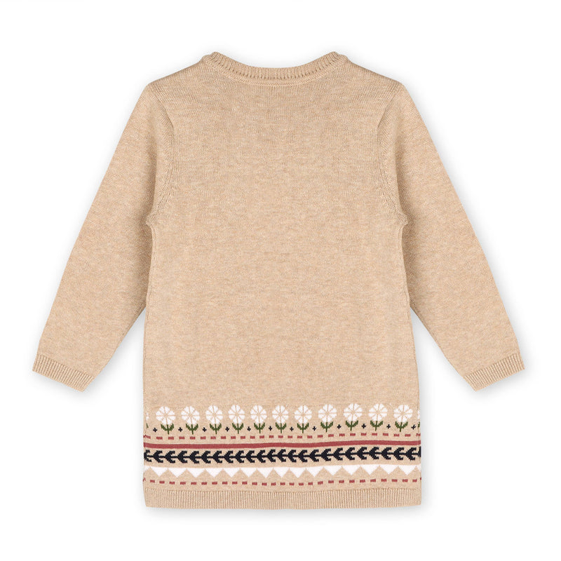 Fair Isle Baby Girl Sweater Knit Dress (Organic Cotton): Oatmeal Heather