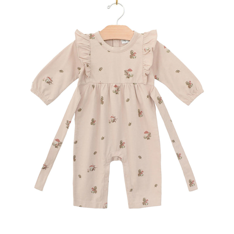 Flutter Sleeve Romper - Blush Mushrooms