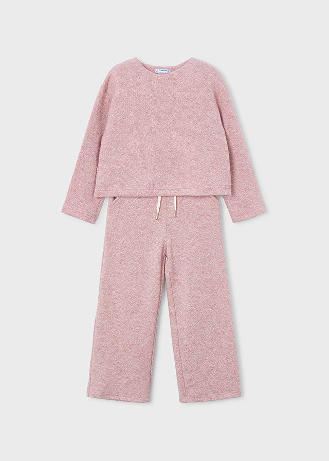 Girl 2-Piece Knit Pants and Sweater Set - Makeup Pink