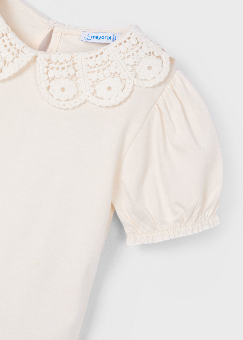 Girl Crochet Collar T-Shirt