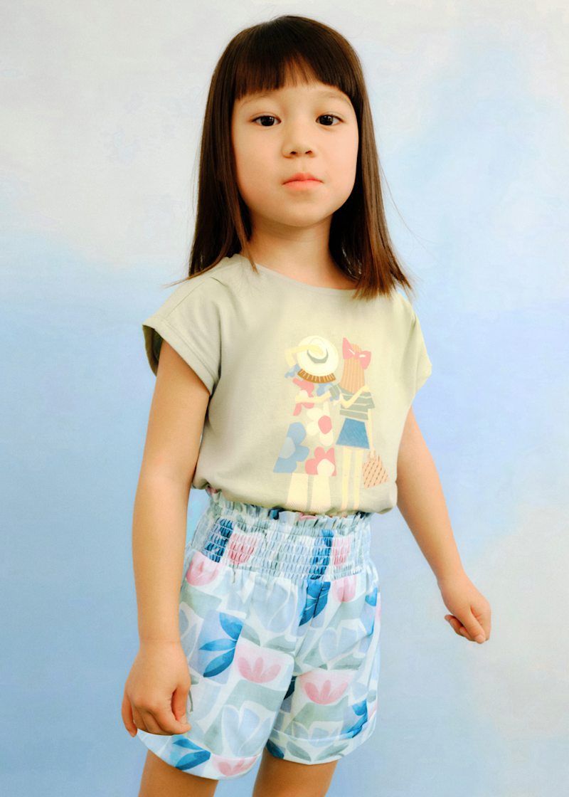 Girl Floral Shorts - Mint (2T, 4T)