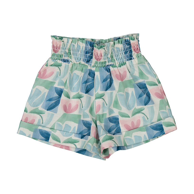 Girl Floral Shorts - Mint (2T, 4T)