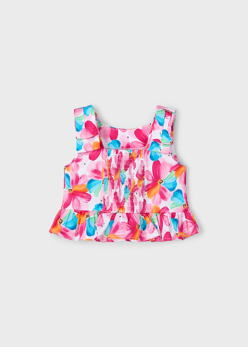 Girl Peplum Top - Magenta Floral (2T)