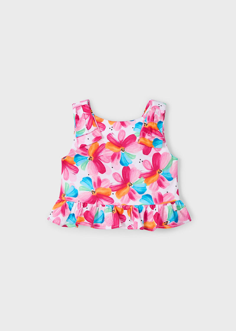 Girl Peplum Top - Magenta Floral (2T)