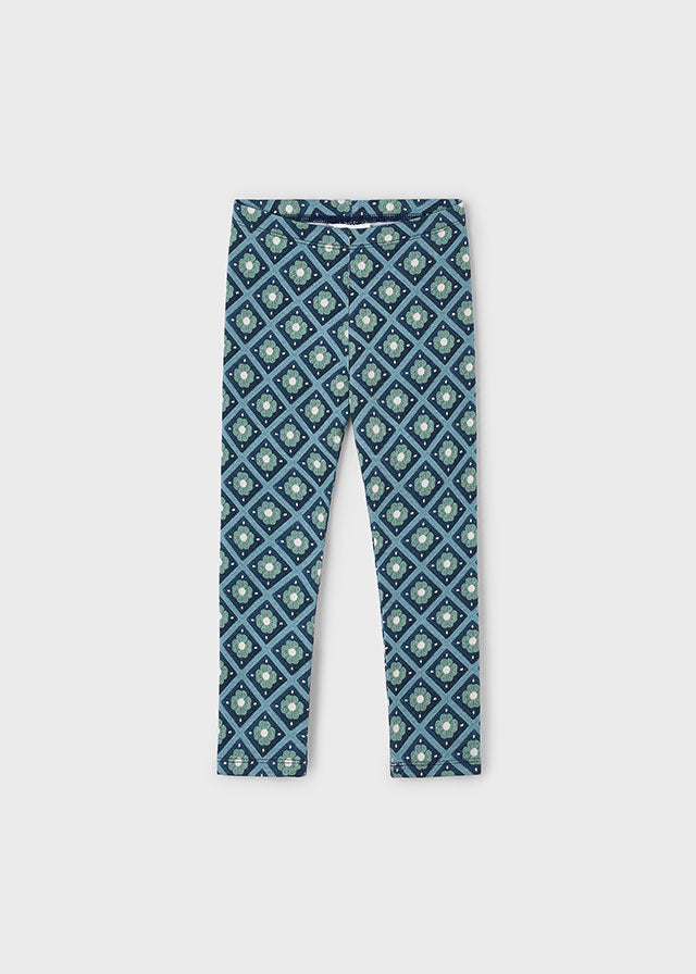 Girl Printed Leggings - Blue Flowers