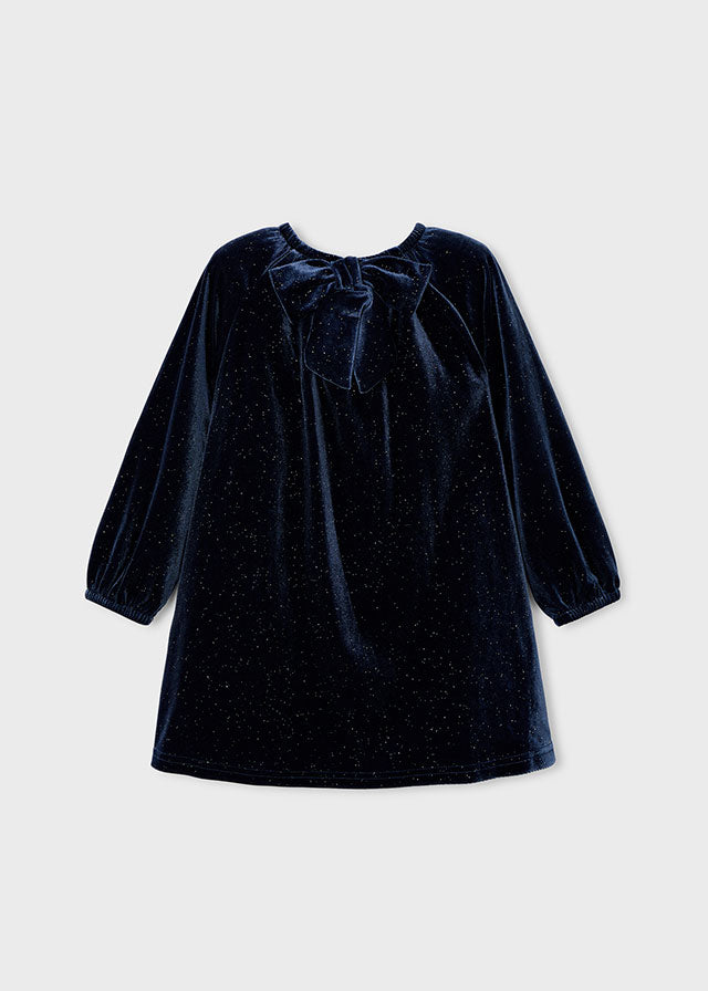 Girl Velvet Dress - Ocean Blue