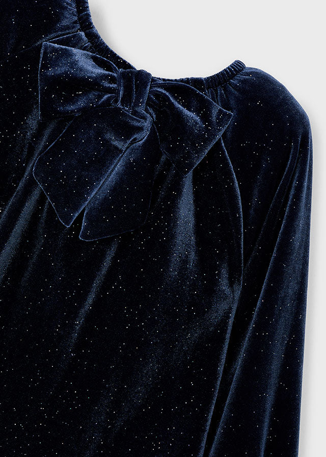 Girl Velvet Dress - Ocean Blue