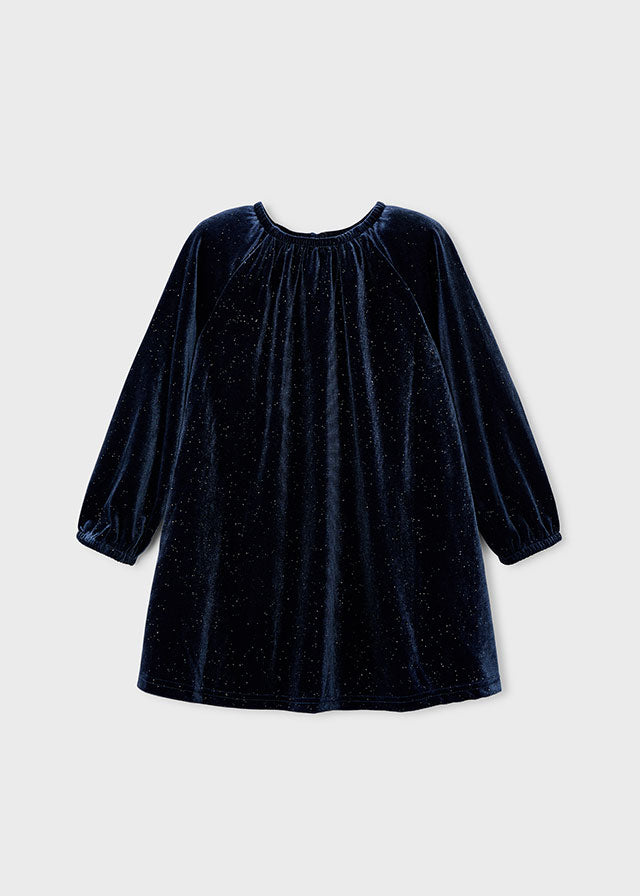 Girl Velvet Dress - Ocean Blue