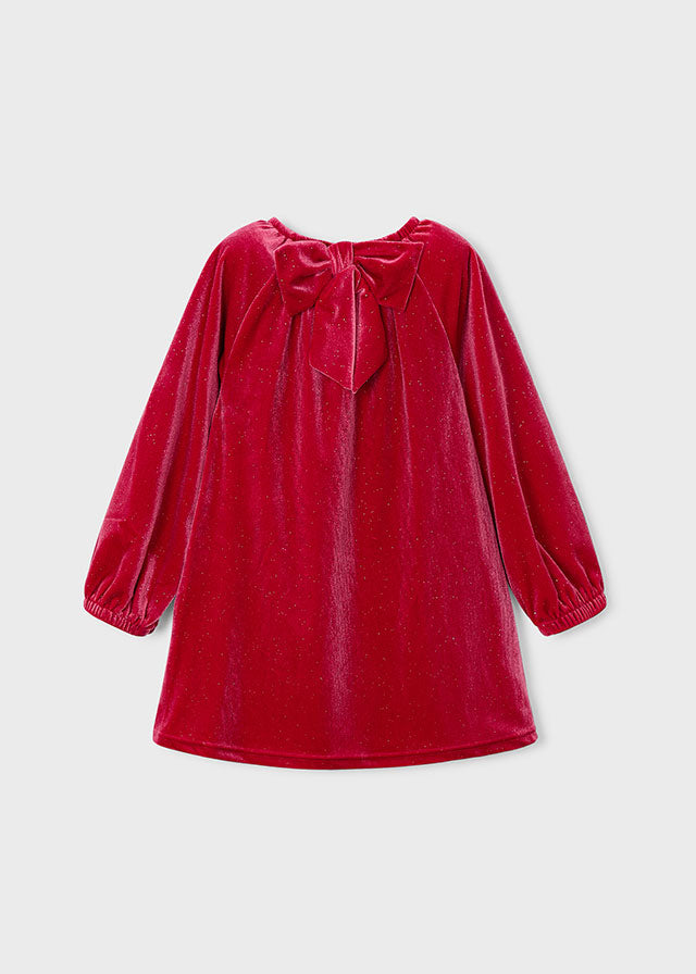 Girl Velvet Dress - Red