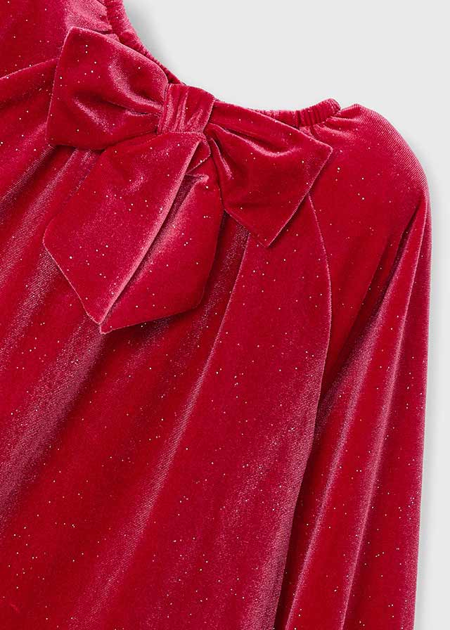 Girl Velvet Dress - Red