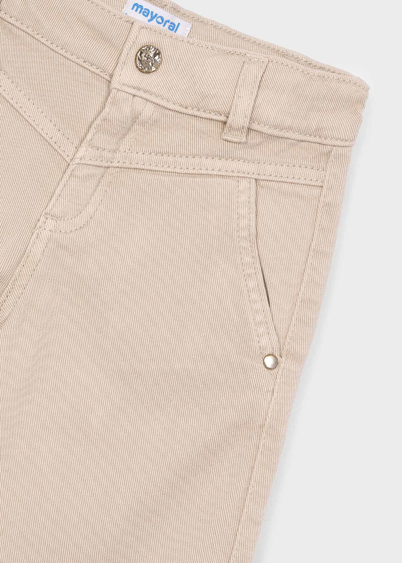 Girl Wide Leg Twill Pants - Sand