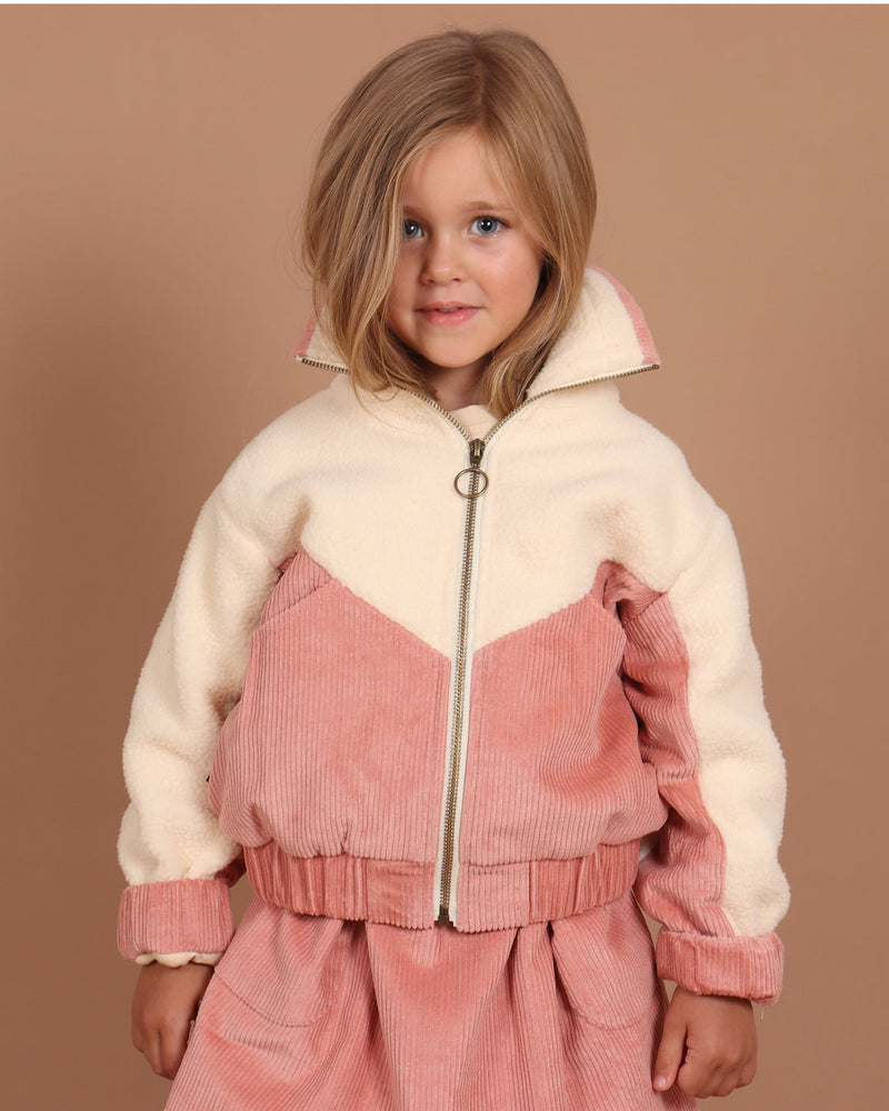 Girls Corduroy Sherpa Zip Jacket