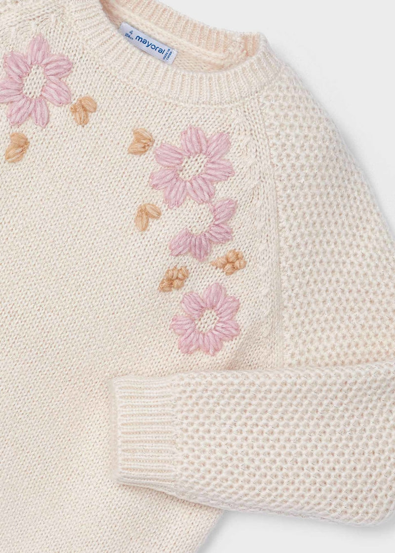 Girls Embroidered Flower Sparkle Sweater