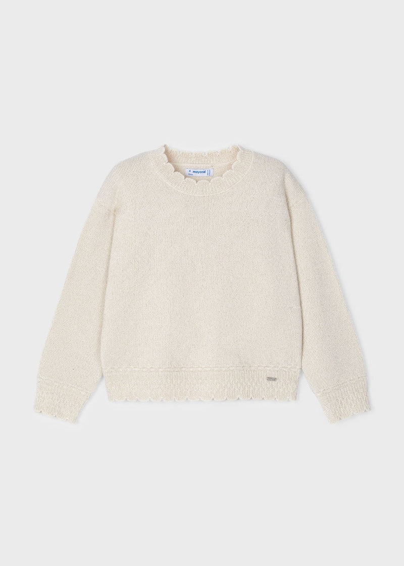 Girls Scallop Hem Sparkle Sweater