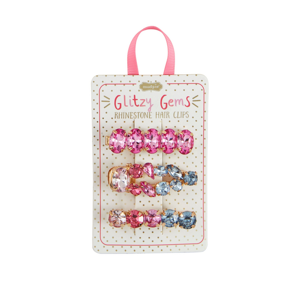 Glitzy Gem Hair Clips - Light Pink