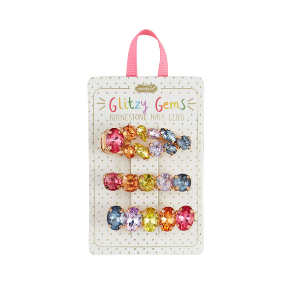 Glitzy Gem Hair Clips - Rainbow