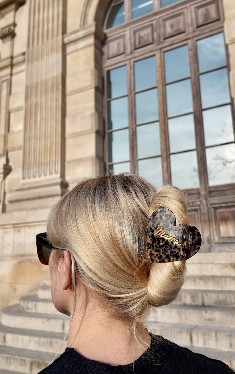 Hand-Painted Mama Heart Acetate Claw Hair Clip