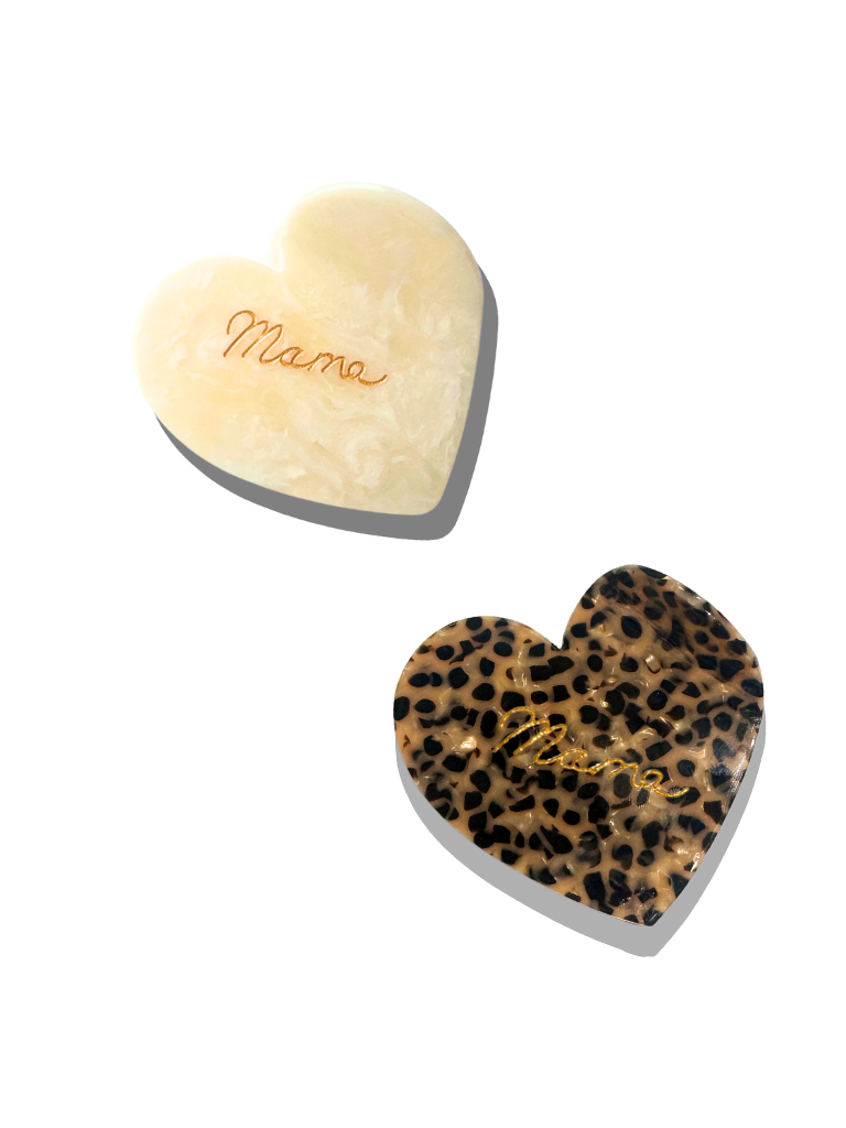 Hand-Painted Mama Heart Acetate Claw Hair Clip