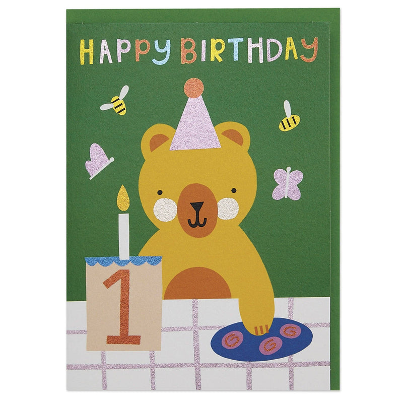 Happy 1st Birthday Card - Teddy Bear&