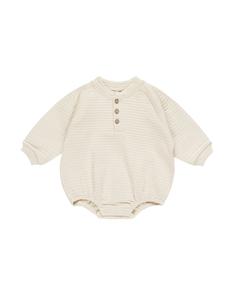 Henley Bubble Romper || Natural (0-3 Mo, 12-18 Mo)