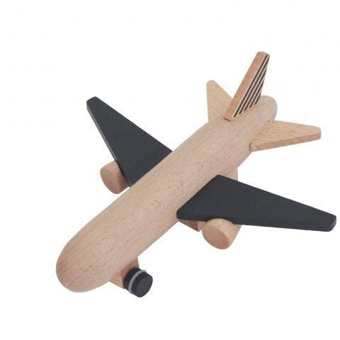 Hikoki Wooden Pull-Back Jet Plane - White