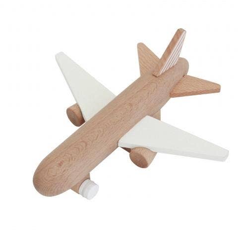 Hikoki Wooden Pull-Back Jet Plane - White