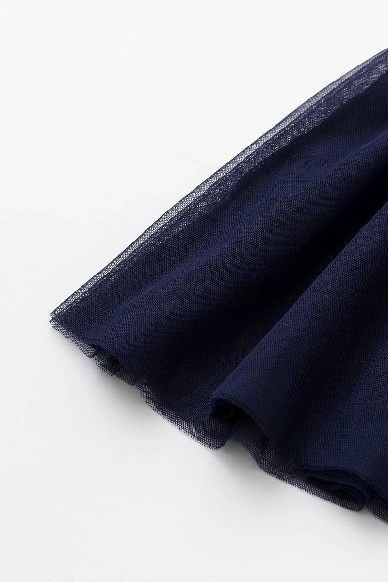 Holiday Kids Long Sleeve Tulle Dress - Hanukkah Dreidels