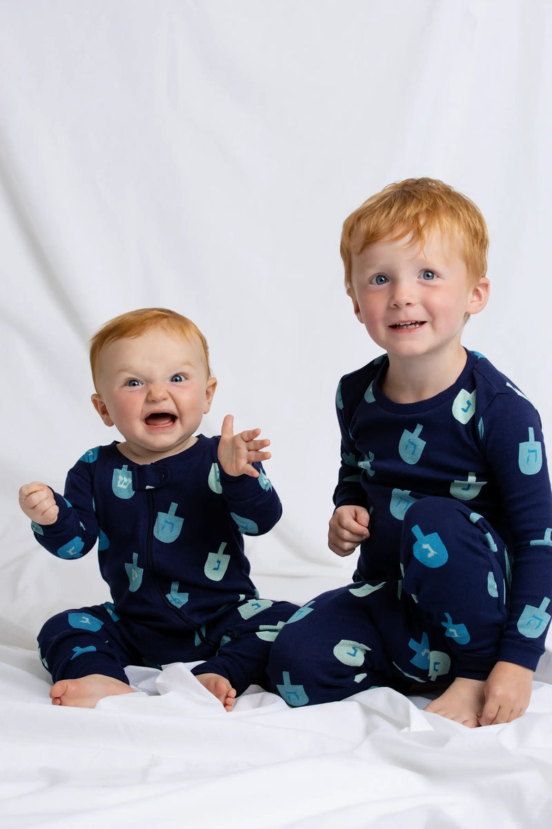 Holiday Kids Two-Piece Pajama Set - Hanukkah Dreidels