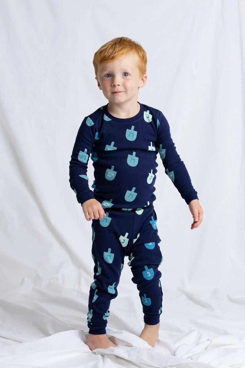 Holiday Kids Two-Piece Pajama Set - Hanukkah Dreidels