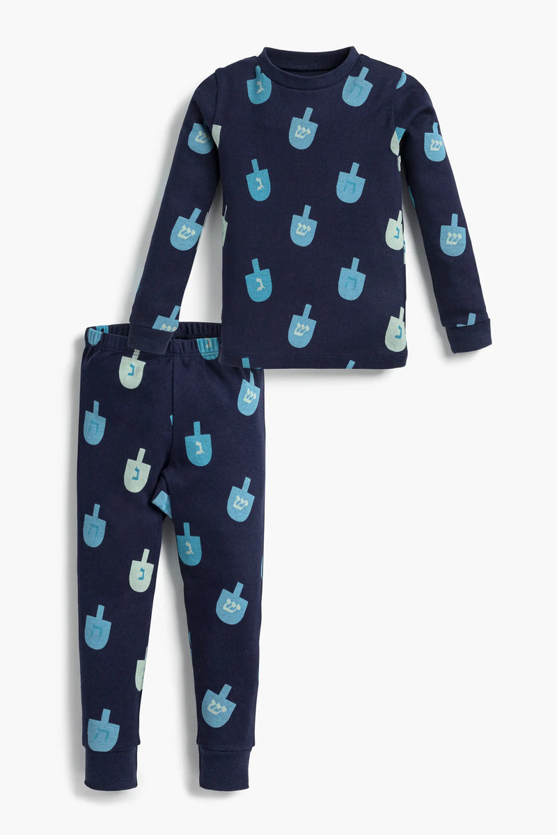 Holiday Kids Two-Piece Pajama Set - Hanukkah Dreidels