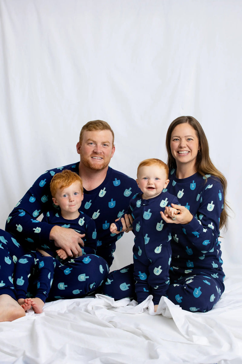 Holiday One-Piece Baby Pajamas - Hanukkah Dreidels