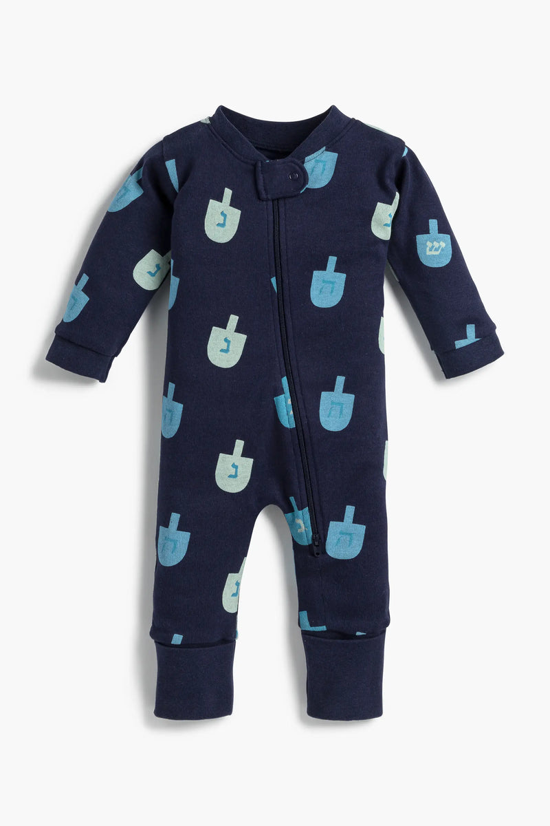 Holiday One-Piece Baby Pajamas - Hanukkah Dreidels