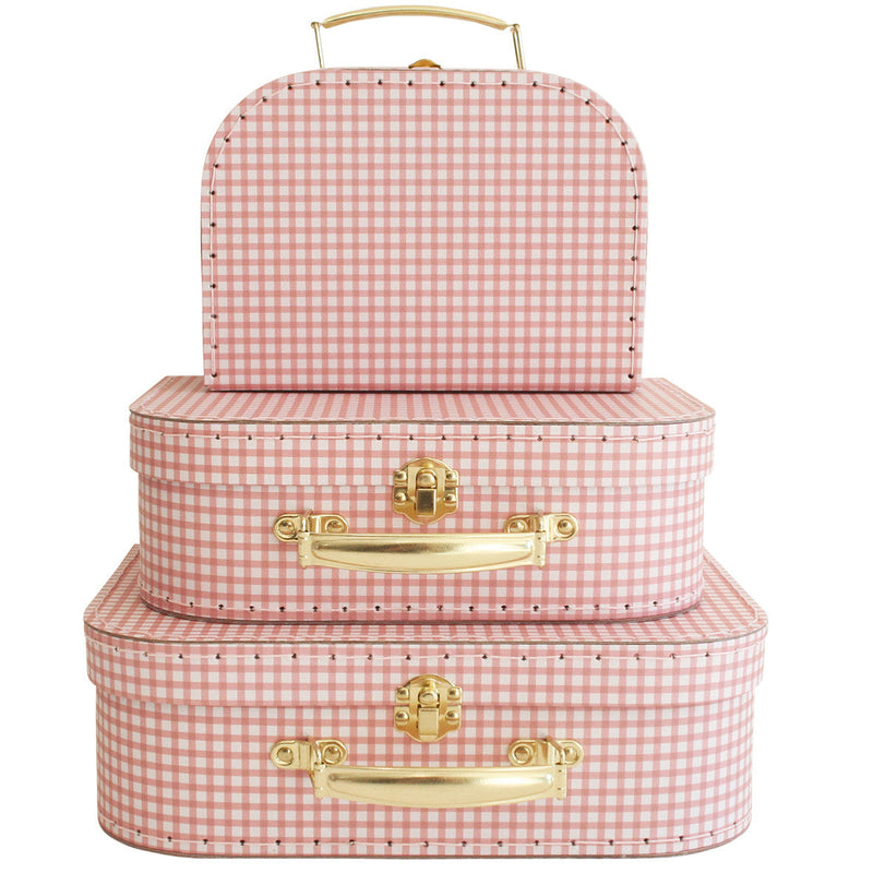 Kids Suitcase / Carry Case - Pink Gingham