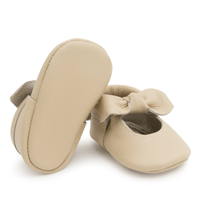 Knot Moccasins - Genuine Leather Baby Shoes (Latte): US 3