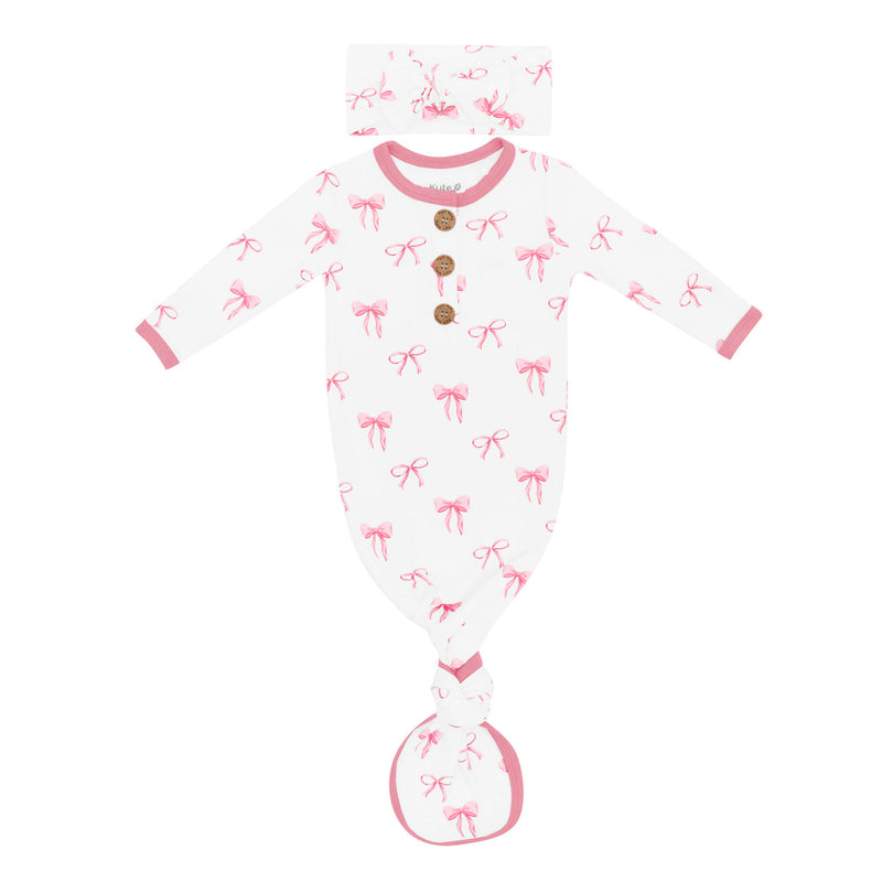 Kyte Baby Knotted Gown with Bow Set in Bow