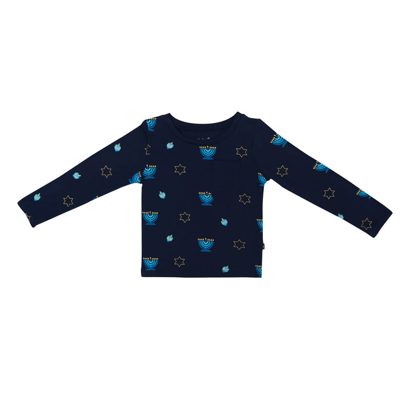 Kyte BABY Long Sleeve Toddler Crew Neck Tee - Hanukkah (18-24Mo, 2T)