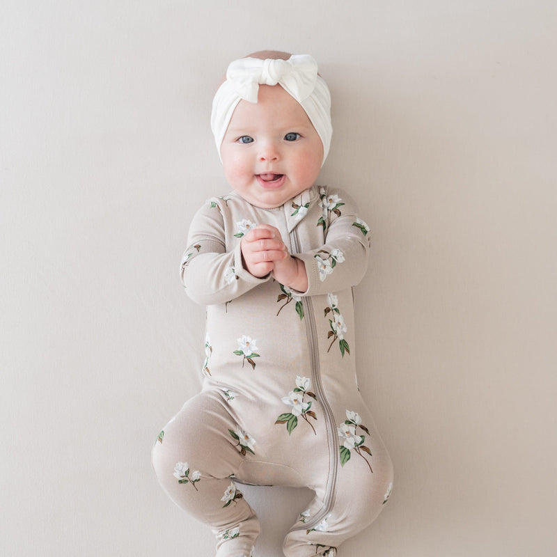 Kyte BABY Printed Zippered Footie in Small Magnolia