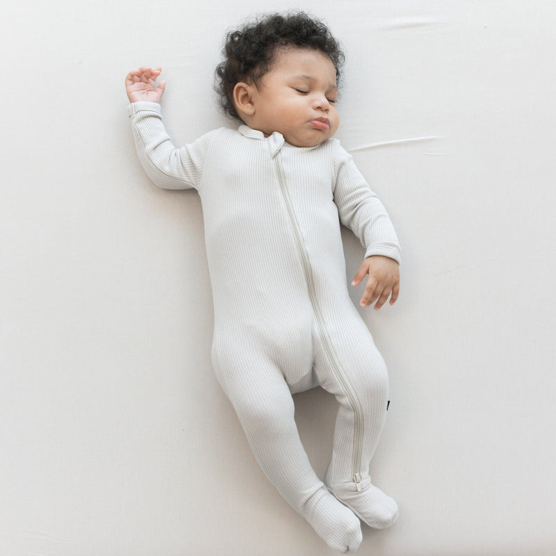 Kyte BABY Ribbed Zippered Footie in Oat
