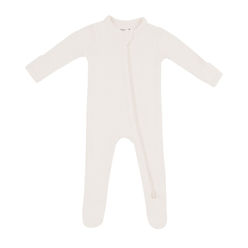 Kyte BABY Ribbed Zippered Footie in Oat