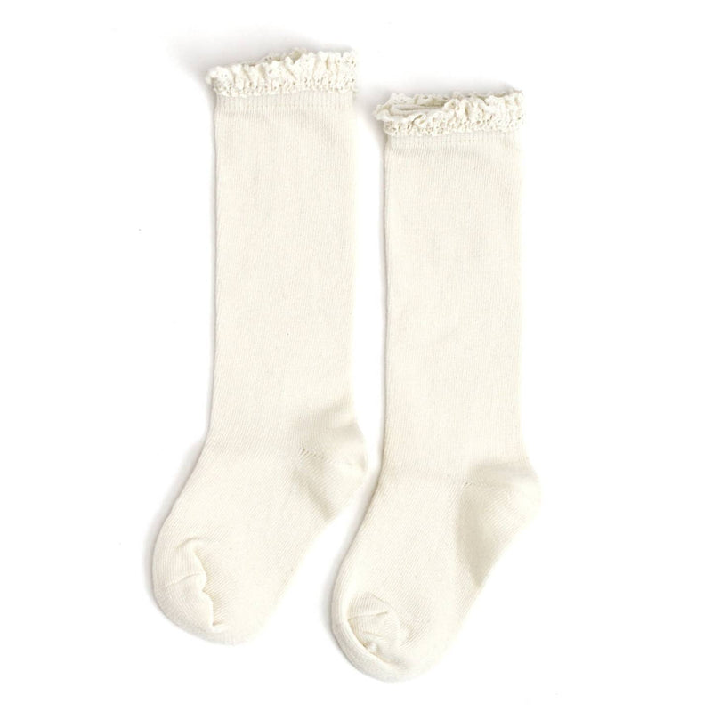 Lace Top Knee High Socks - Ivory