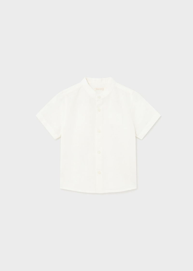 Linen Shirt Mandarin Color - Natural