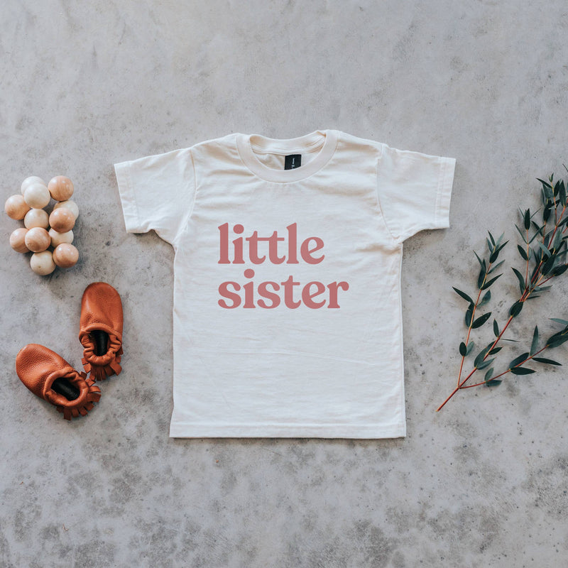 Little Sister Organic Kids Tee • Colored Ink - Mauve  (6-12 Mo)