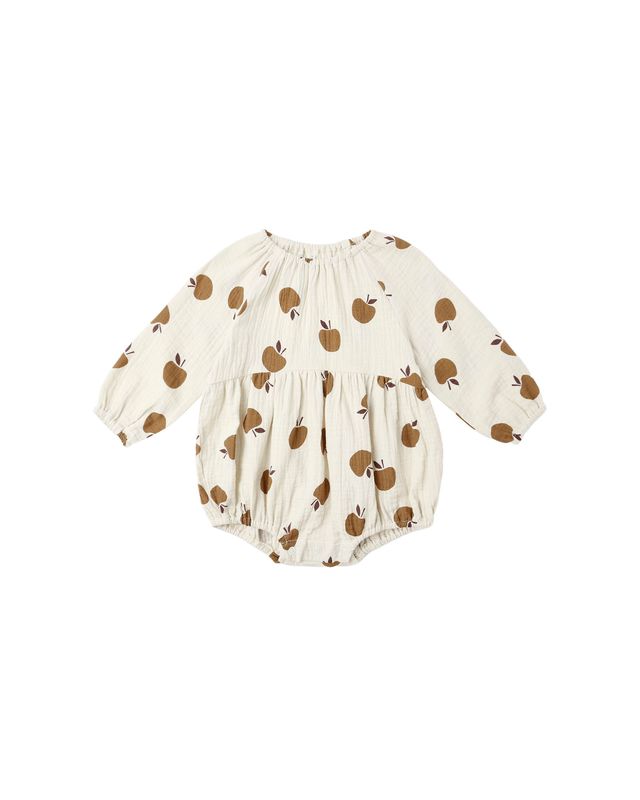 Long Sleeve Bubble Romper || Golden Apples (12-18Mo)