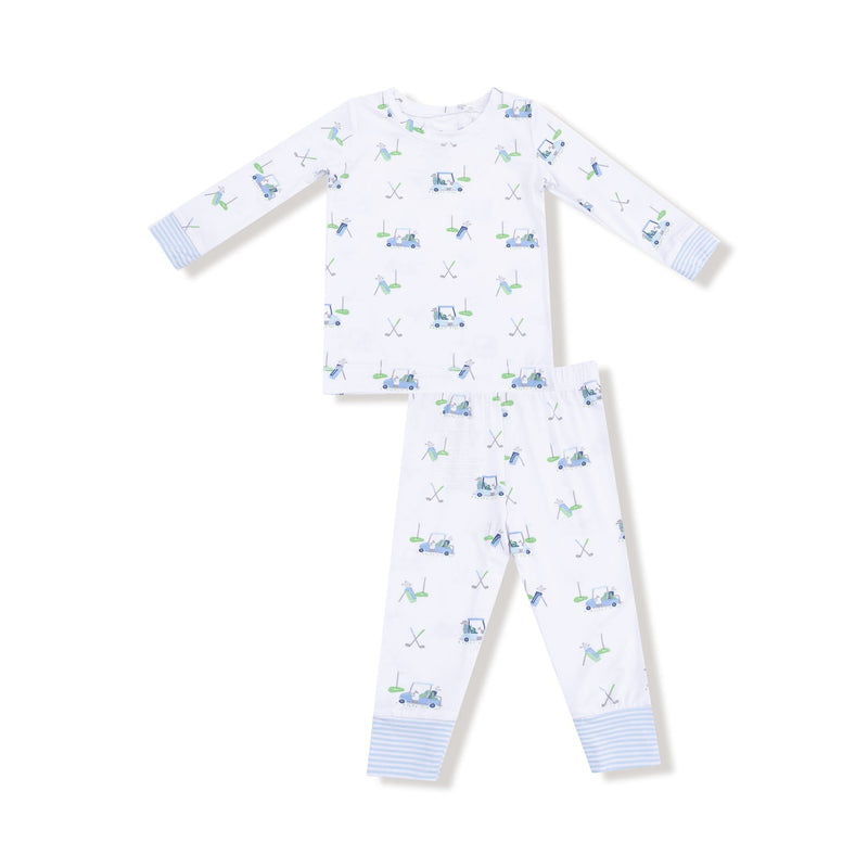 Long-Sleeve Loungewear Set - Golf Carts Print Blue