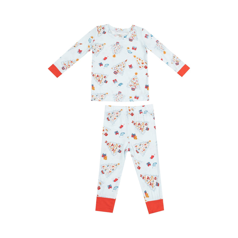 Long-Sleeve Loungewear Set - Vintage Christmas Trees Blue (12-18 Mo, 6Y)