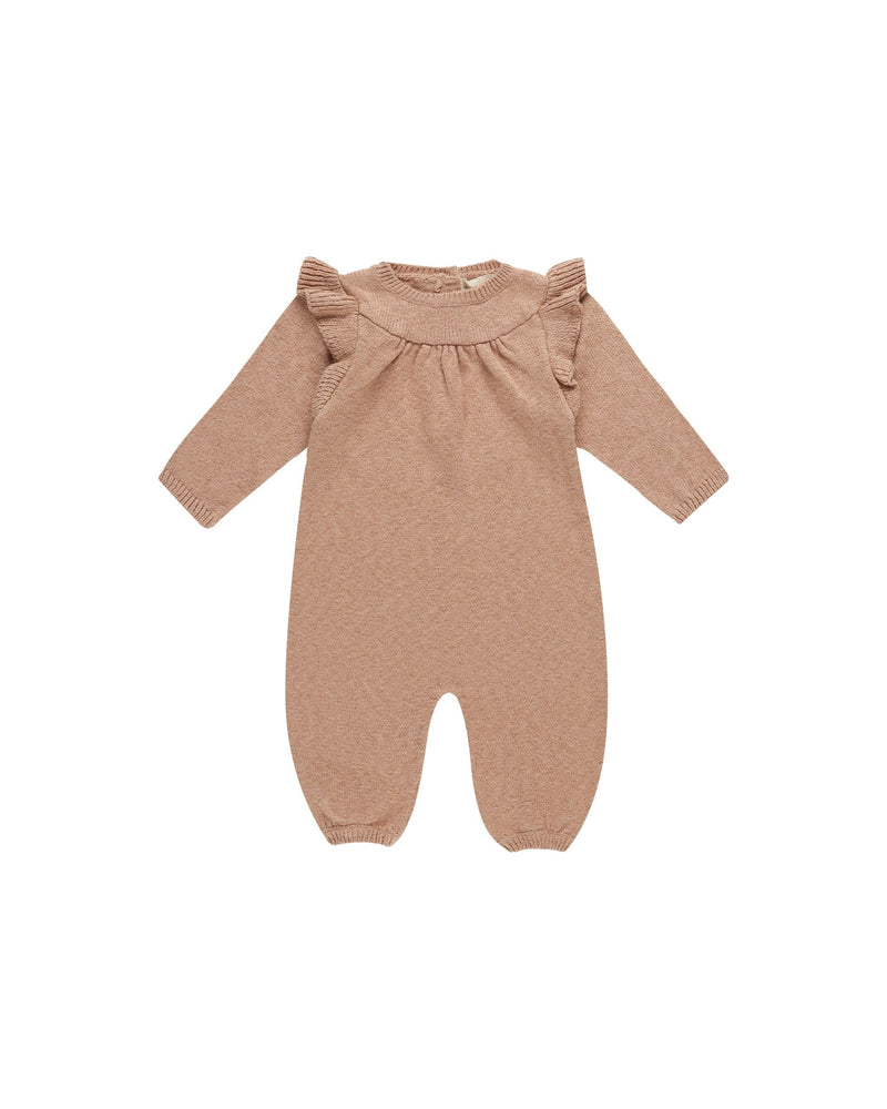 Long Sleeve Mira Knit Romper || Heathered Rose (12-18 Mo)